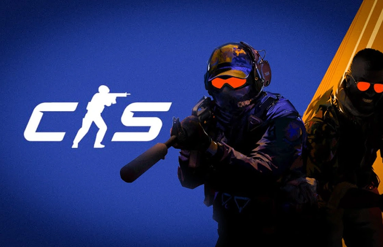 Oddziały specjalne z Counter-Strike z bronią na niebieskim tle