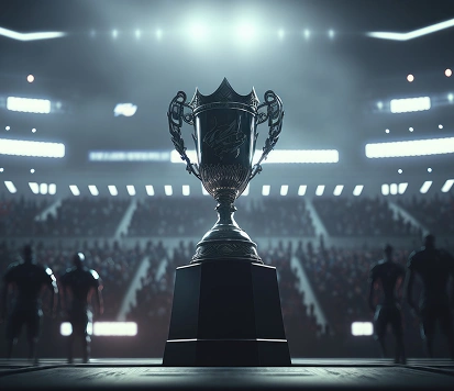 Trofeum na podium turnieju esportowego dla publiczności